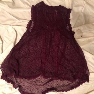 Free People Sheer Wine Top